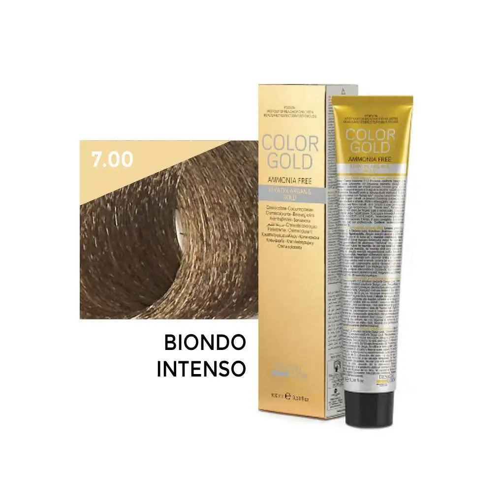 Color Gold Crema Colorante Ammonia Free – 7.00 Biondo Intenso 100 ml – Design Look