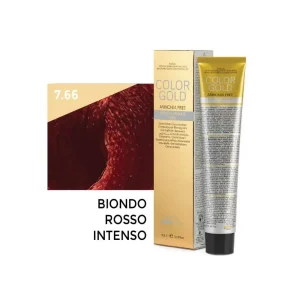 Color Gold Crema Colorante Ammonia Free – 7.66 Biondo Rosso Intenso 100 ml – Design Look