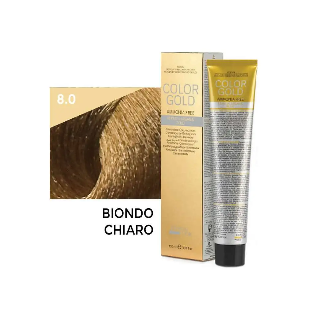 Color Gold Crema Colorante Ammonia Free – 8.0 Biondo Chiaro 100 ml – Design Look - immagine 2