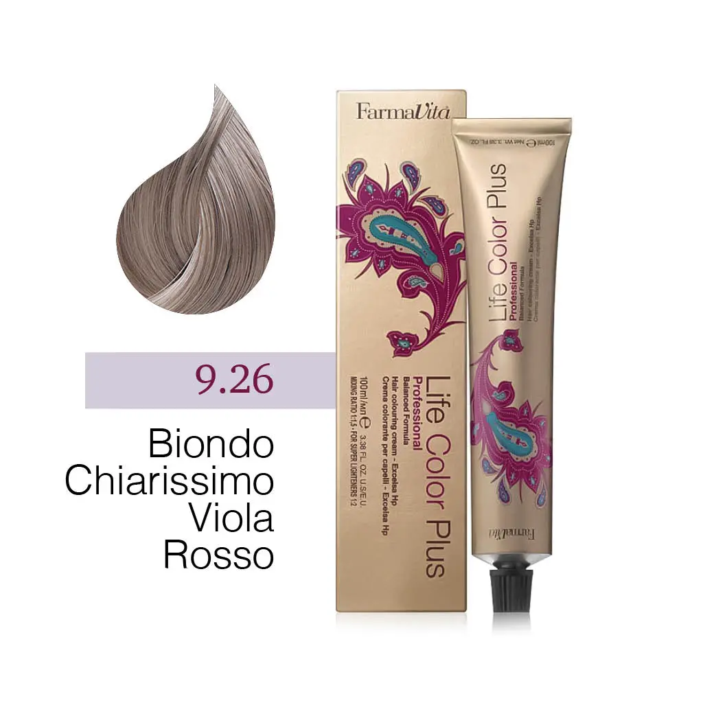 FarmaVita – Life Color Plus Professional – Crema Colorante per Capelli – 9.26 Biondo Chiarissimo Viola Rosso – 100 ml - immagine 2