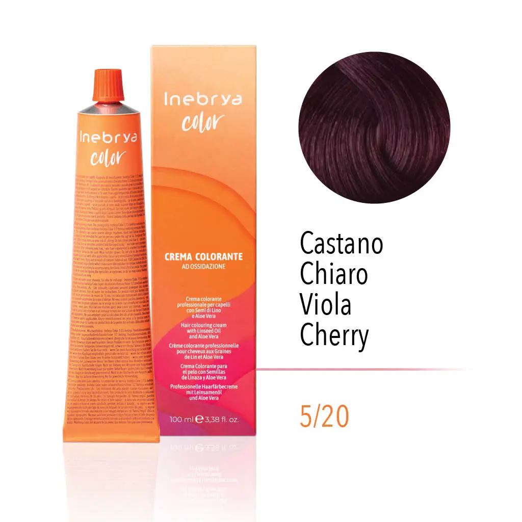 Inebrya Color – 5/20 Castano Chiaro Viola Cherry – 100 ml - immagine 2